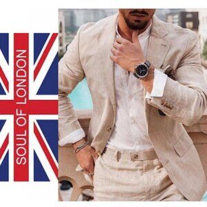 Soul of London Tan Suit blazer and pants Size 48R, 41R